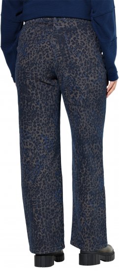 Ulla Popken Leopard Print Stretch Fit Jeans Ink Blue - Blugi & Pantaloni pentru Femei Mărimi Mari – Plus Size - 
