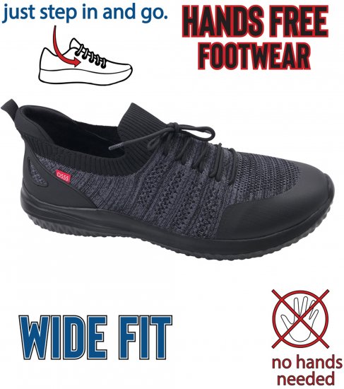D555 Aylesbury Hands Free Knitted Shoes Faux Laces Black - Sneakers & adidași - 