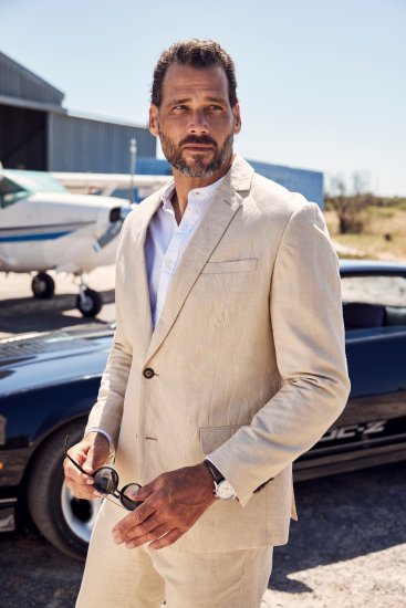 JP1880 Kos Linen Blend Jacket Sand - Costume - Costume Bărbați mărimi mari