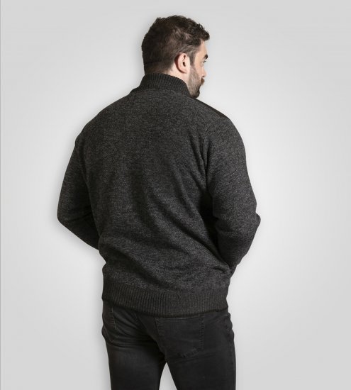 D555 Dereham 2 Knitted Sweater with Zipper Charcoal TALL - TALL pulovere - 
