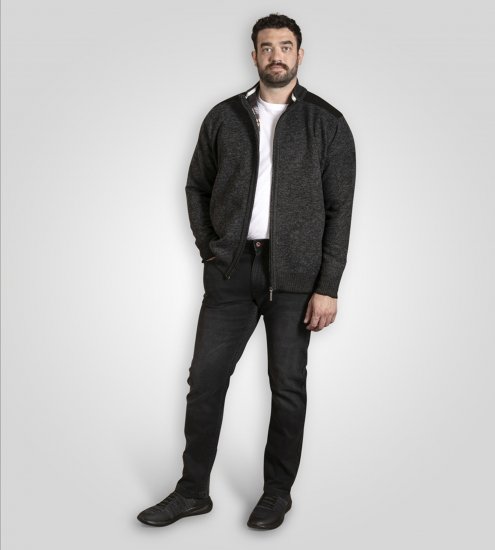 D555 Dereham 2 Knitted Sweater with Zipper Charcoal Marl - Pulovere & hanorace - Pulovere & Hanorace Bărbați Mărimi Mari