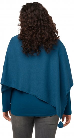Ulla Popken Knit Pointed Hem Poncho Cerulean - Pulovere & hanorace - 