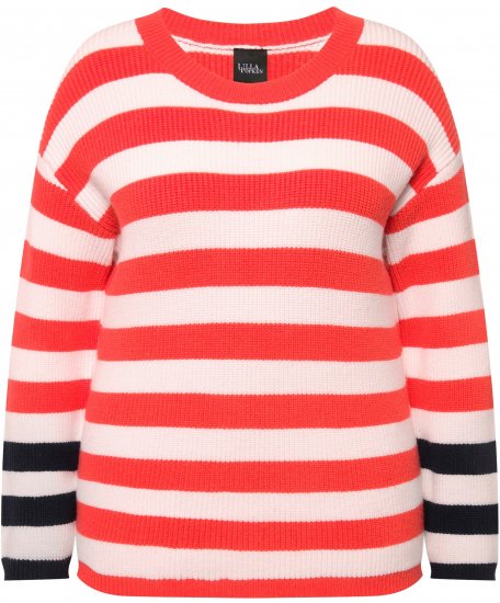 Ulla Popken Mixed Stripe Long Sleeve Sweater Hibiscus Red - Pulovere & hanorace - 