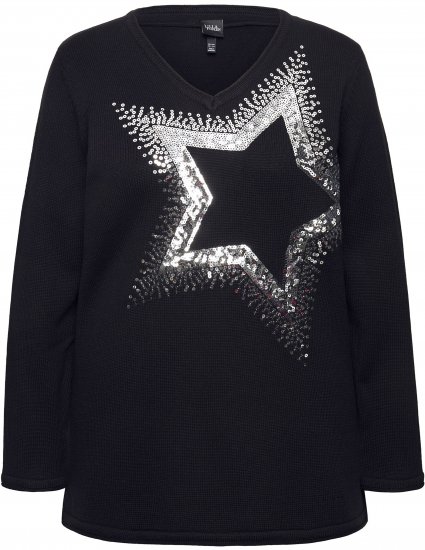 Ulla Popken Sequined Star Rolled Edge Sweater Black - Pulovere & hanorace - 