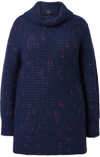 Ulla Popken Space Yarn Oversized Turtleneck Sweater Blue - Pulovere & hanorace - 
