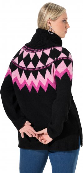 Ulla Popken Neon Alpine Pattern Long Sleeve Turtleneck Sweater Light Pink - Pulovere & hanorace - 