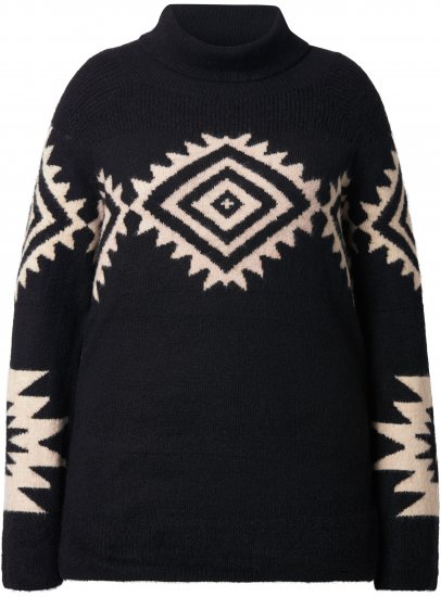 Ulla Popken Aztec Pattern Turtleneck Sweater Black - Pulovere & hanorace - 