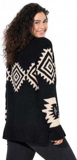 Ulla Popken Aztec Pattern Turtleneck Sweater Black - Pulovere & hanorace - 