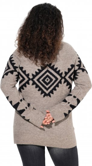 Ulla Popken Aztec Pattern Turtleneck Sweater Pebble Grey - Pulovere & hanorace - 