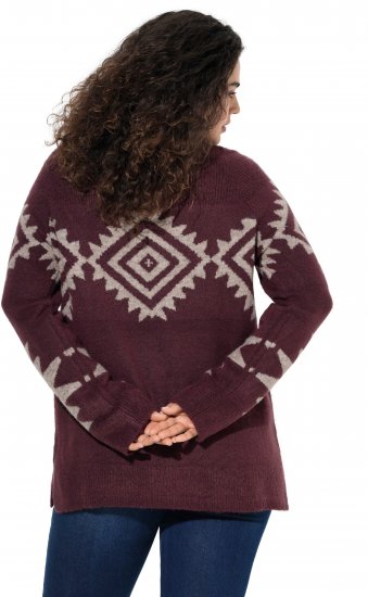 Ulla Popken Aztec Pattern Turtleneck Sweater Plum - Pulovere & hanorace - 