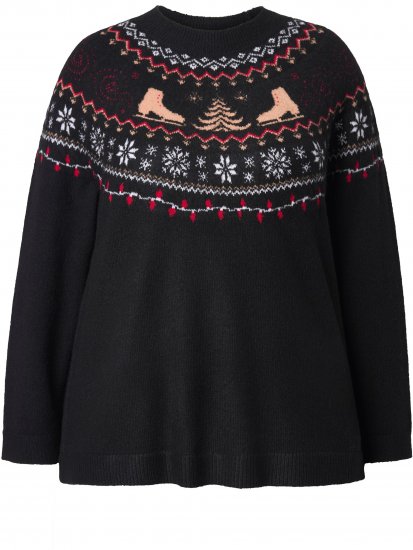 Ulla Popken Norwegian Style Christmas Sweater Black - Pulovere & hanorace - 