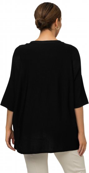 Ulla Popken Oversized 3/4 Sleeve V-Neck Sweater Black - Pulovere & hanorace - 