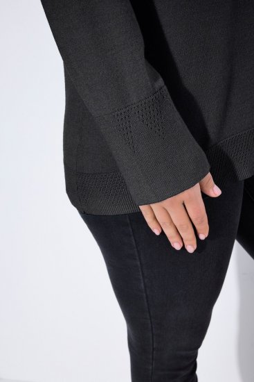 Ulla Popken Long Sleeves Mock Turtleneck Sweater Charcoal Grey Melange - Pulovere & hanorace - Bluze, Hanorace & Tricotaje Comode