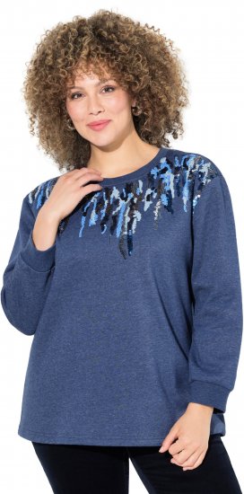 Ulla Popken Sequined Neck Long Sleeve Sweatshirt Ink Blue - Pulovere & hanorace - 
