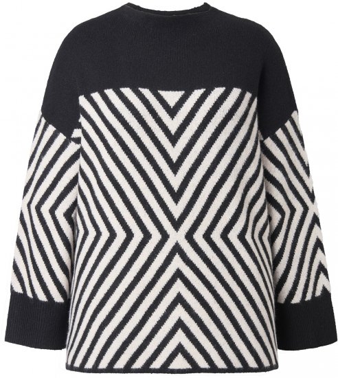 Ulla Popken Graphic Stripe Long Sleeve Turtleneck Sweater Black - Pulovere & hanorace - 