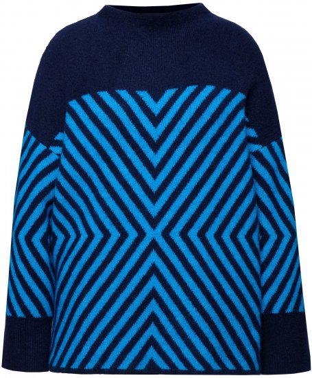 Ulla Popken Graphic Stripe Long Sleeve Turtleneck Sweater Navy - Pulovere & hanorace - 
