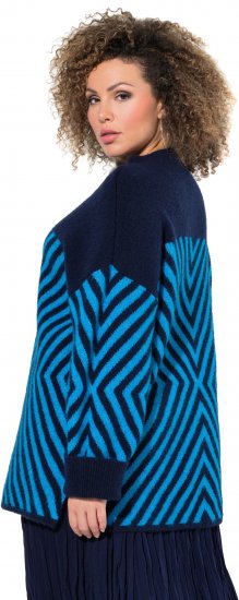 Ulla Popken Graphic Stripe Long Sleeve Turtleneck Sweater Navy - Pulovere & hanorace - 