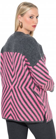 Ulla Popken Graphic Stripe Long Sleeve Turtleneck Sweater Flamingo - Pulovere & hanorace - 