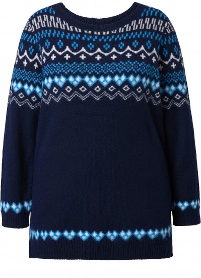 Ulla Popken Norwegian Style Pastel Tone Long Sleeve Sweater Ink Blue - Pulovere & hanorace - 