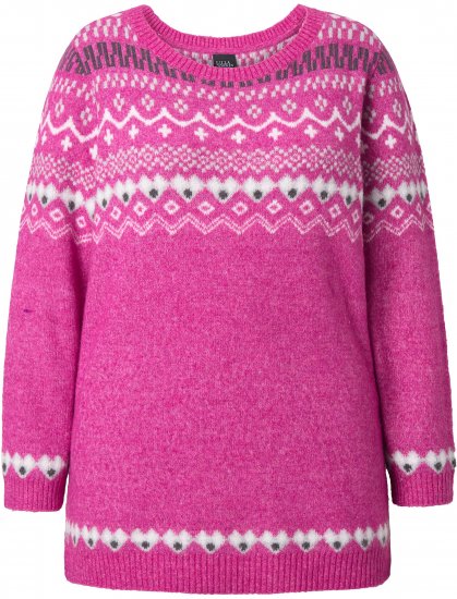 Ulla Popken Norwegian Style Pastel Tone Long Sleeve Sweater Summer Berry - Pulovere & hanorace - 