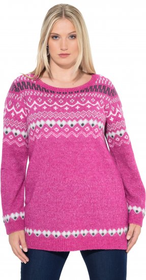 Ulla Popken Norwegian Style Pastel Tone Long Sleeve Sweater Summer Berry - Pulovere & hanorace - 