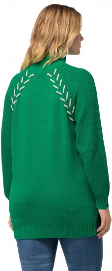 Ulla Popken Contrast Braid Turtleneck Sweater Emerald Green - Pulovere & hanorace - 