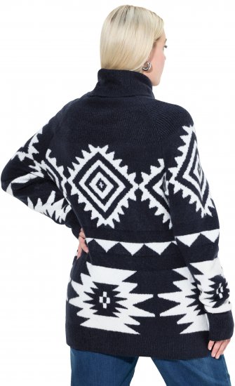 Ulla Popken Aztec-Inspired Long Sleeve Turtleneck Sweater Navy - Pulovere & hanorace - 