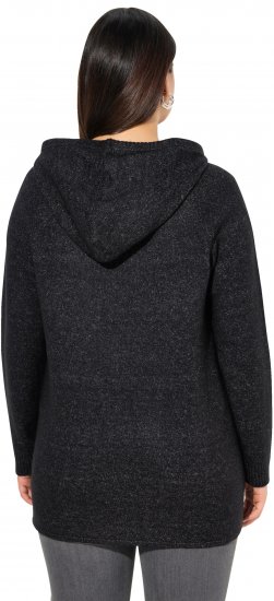 Ulla Popken Sequined Knit Long Sleeve Hoodie Black - Pulovere & hanorace - 
