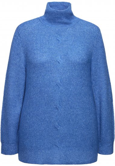 Ulla Popken Cable Knit Long Sleeve Turtleneck Sweater Teal Blue - Pulovere & hanorace - 