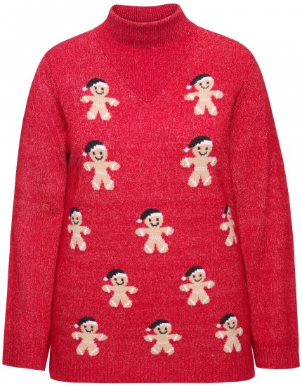 Ulla Popken Gingerbread Men Sweater Salsa Red - Pulovere & hanorace - 