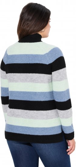 Ulla Popken Chunky Striped Turtleneck Sweater Mint Green - Pulovere & hanorace - 