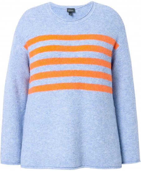 Ulla Popken Striped Long Sleeve Sweater Sky Blue - Pulovere & hanorace - 