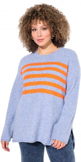 Ulla Popken Striped Long Sleeve Sweater Sky Blue - Pulovere & hanorace - 