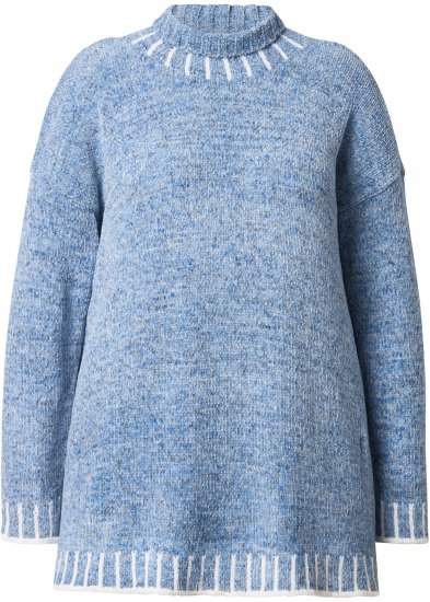 Ulla Popken Blanket Stitch Oversized Turtleneck Sweater Dove Blue - Pulovere & hanorace - 