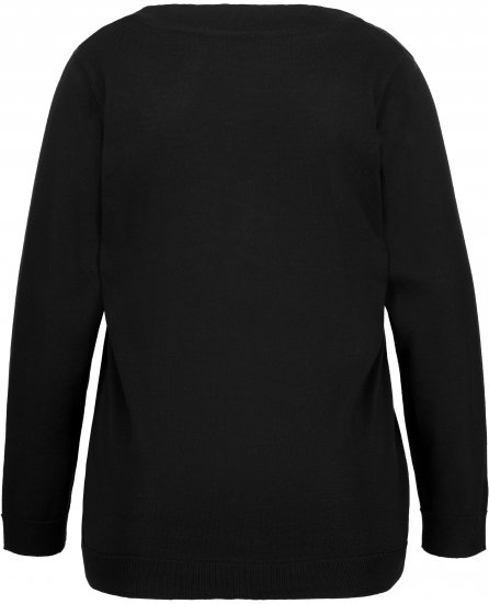 Ulla Popken Soft Fine Knit Pullover V-Neck Sweatshirt Black - Pulovere & hanorace - 