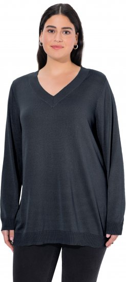 Ulla Popken Soft Fine Knit Pullover V-Neck Sweatshirt Marine - Pulovere & hanorace - 