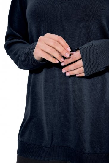 Ulla Popken Soft Fine Knit Pullover V-Neck Sweatshirt Marine - Pulovere & hanorace - Bluze, Hanorace & Tricotaje Comode