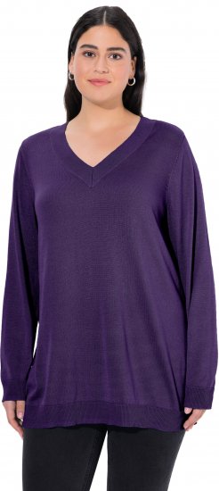Ulla Popken Soft Fine Knit Pullover V-Neck Sweatshirt Deep Violet - Pulovere & hanorace - 