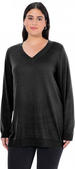 Ulla Popken Casual V-Neck Long Sleeve Sweater Black - Pulovere & hanorace - 