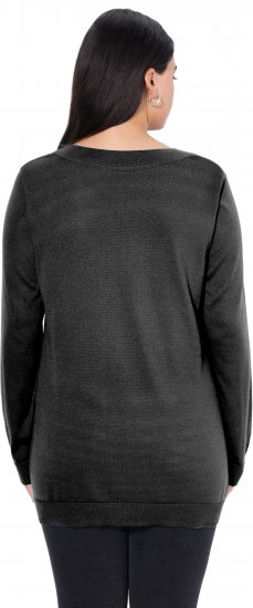 Ulla Popken Casual V-Neck Long Sleeve Sweater Black - Pulovere & hanorace - 