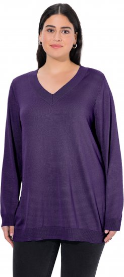 Ulla Popken Casual V-Neck Long Sleeve Sweater Deep Violet - Pulovere & hanorace - 