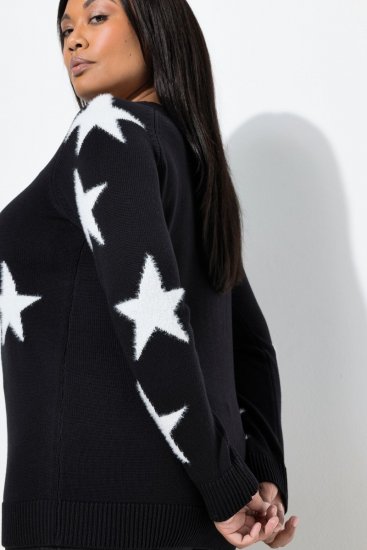 Ulla Popken Glitter Stars Soft Knit Sweater Black - Pulovere & hanorace - Bluze, Hanorace & Tricotaje Comode