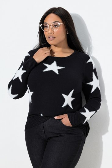Ulla Popken Glitter Stars Soft Knit Sweater Black - Pulovere & hanorace - Bluze, Hanorace & Tricotaje Comode