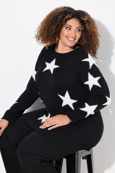 Ulla Popken Glitter Stars Soft Knit Sweater Black - Pulovere & hanorace - Bluze, Hanorace & Tricotaje Comode
