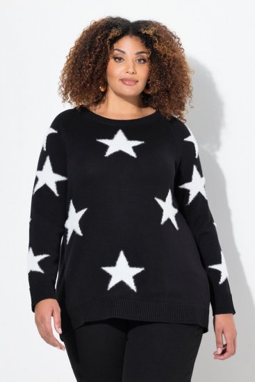 Ulla Popken Glitter Stars Soft Knit Sweater Black - Pulovere & hanorace - Bluze, Hanorace & Tricotaje Comode