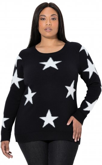 Ulla Popken Glitter Stars Soft Knit Sweater Black - Pulovere & hanorace - 