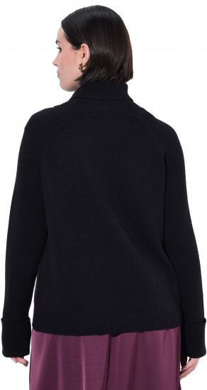 Ulla Popken Turtleneck Sweater with Ribbed Inserts Black - Pulovere & hanorace - 