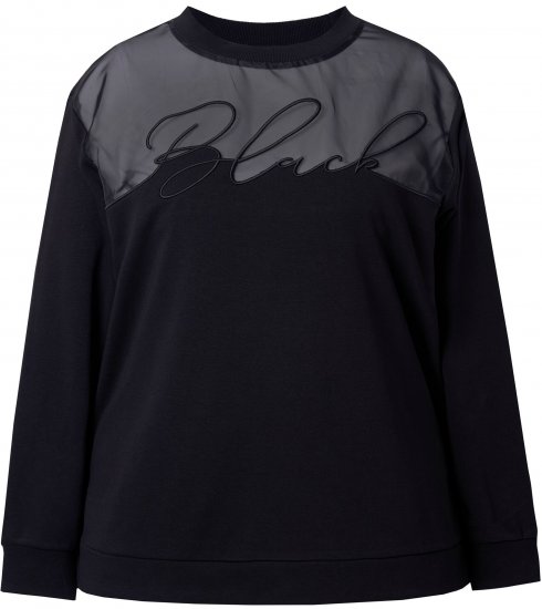 Ulla Popken Tulle Panel Sweatshirt Black - Pulovere & hanorace - 