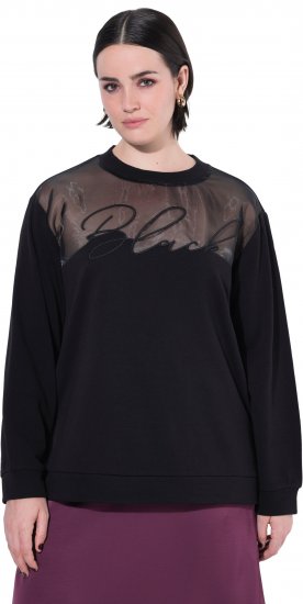 Ulla Popken Tulle Panel Sweatshirt Black - Pulovere & hanorace - 