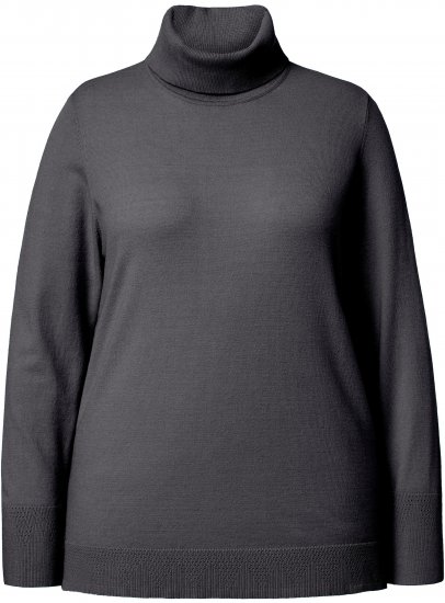 Ulla Popken Turtleneck Ribbed Trim Long Sleeve Sweater Charcoal Grey Melange - Pulovere & hanorace - 
